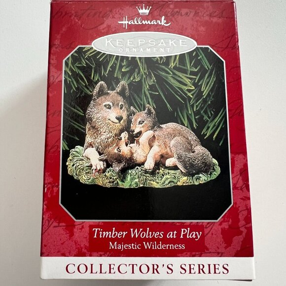 Hallmark Keepsake Timber Wolves at Play "Majestic Wilderness" Ornament 1998 - Picture 1 of 5